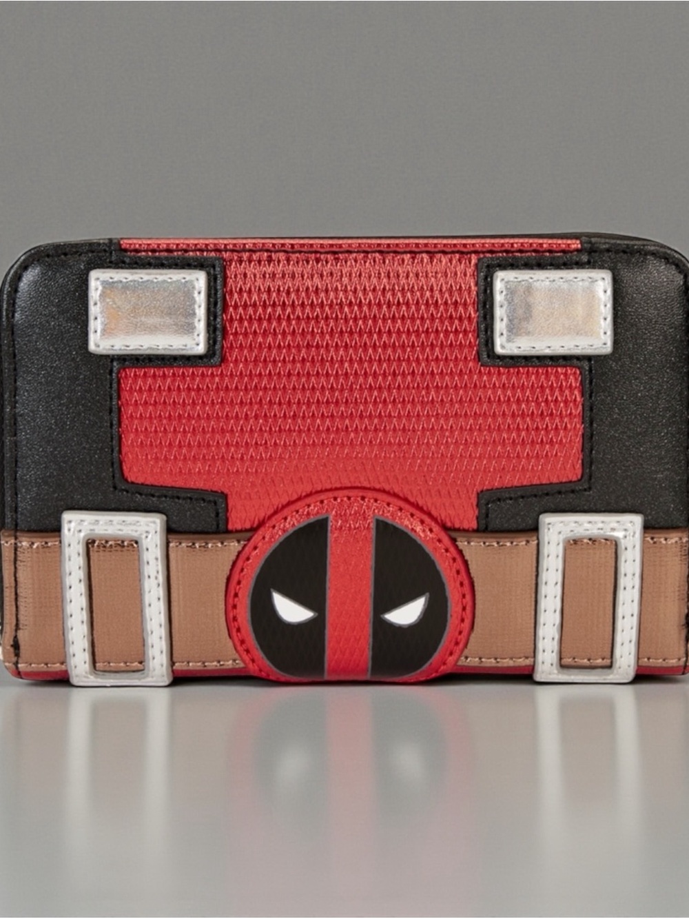 Loungefly Marvel Metallic Deadpool Cosplay Zip Around Wallet NWT